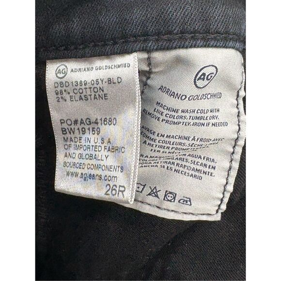 AG‎ Adriano Goldshmeid Jeans Legging Black Distress Women 26 Super Skinny Ankle - Picture 11 of 12